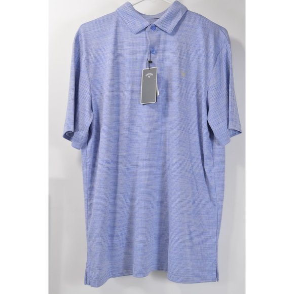 NEW Callaway Men's Opti Dri Sun Protection Golf Polo Shirt Size Medium BLUE - Picture 1 of 5